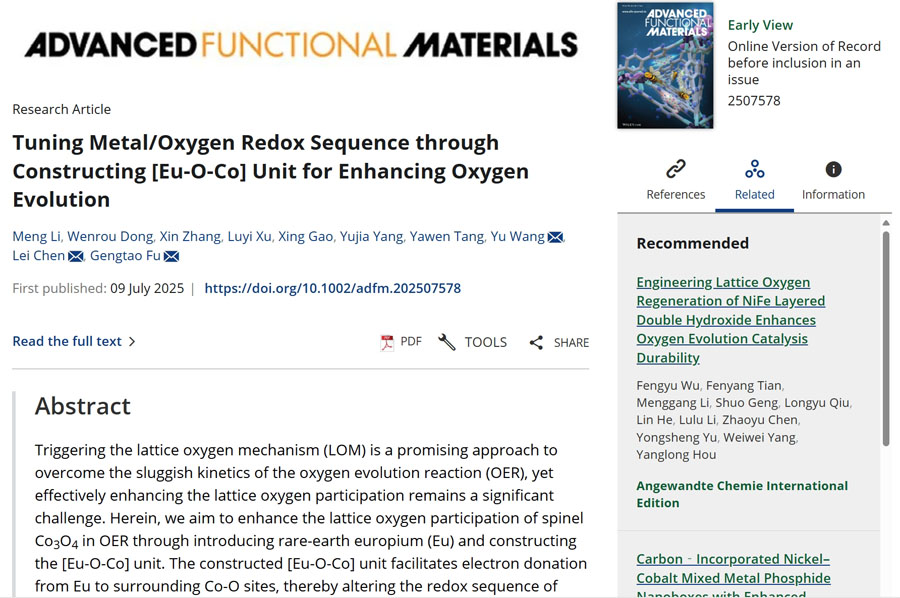 集萃导师付更涛在《Advanced Functional Materials》发表论文